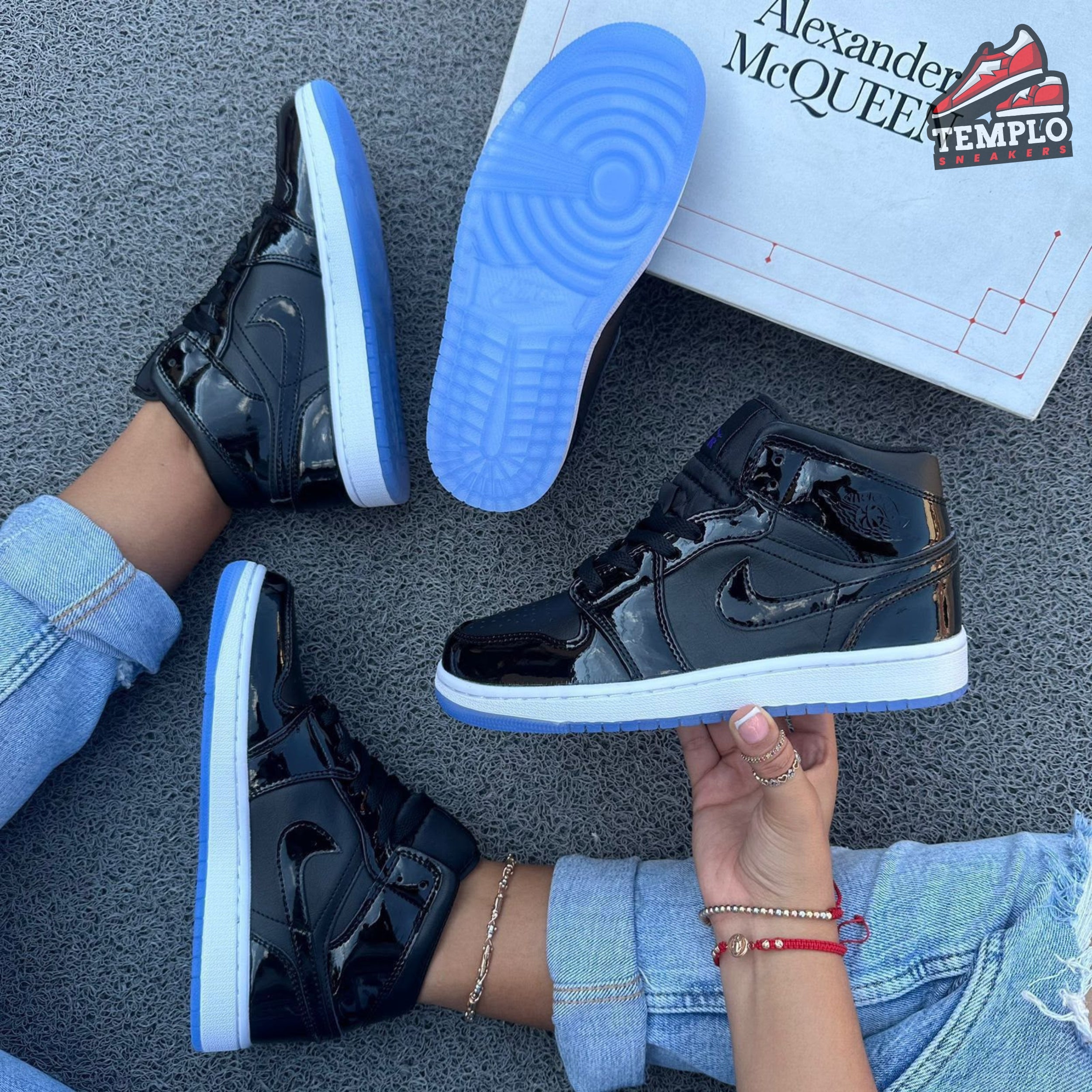 JORDAN RETRO 1 BOTA NEGRA CHAROL