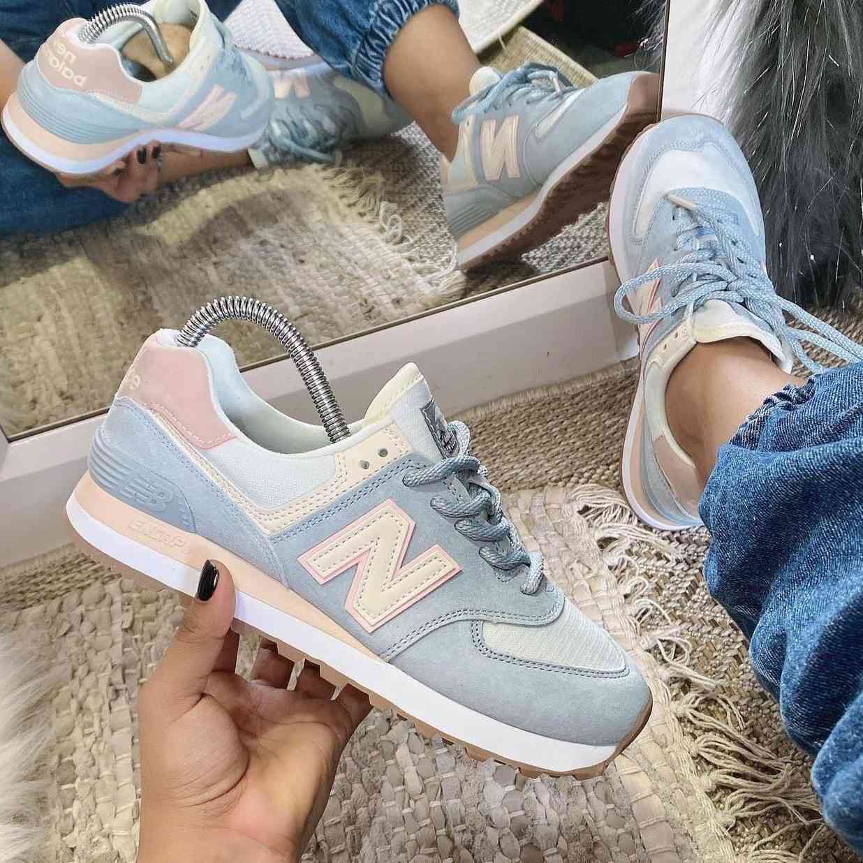 New balance 574 sale azul y rosa