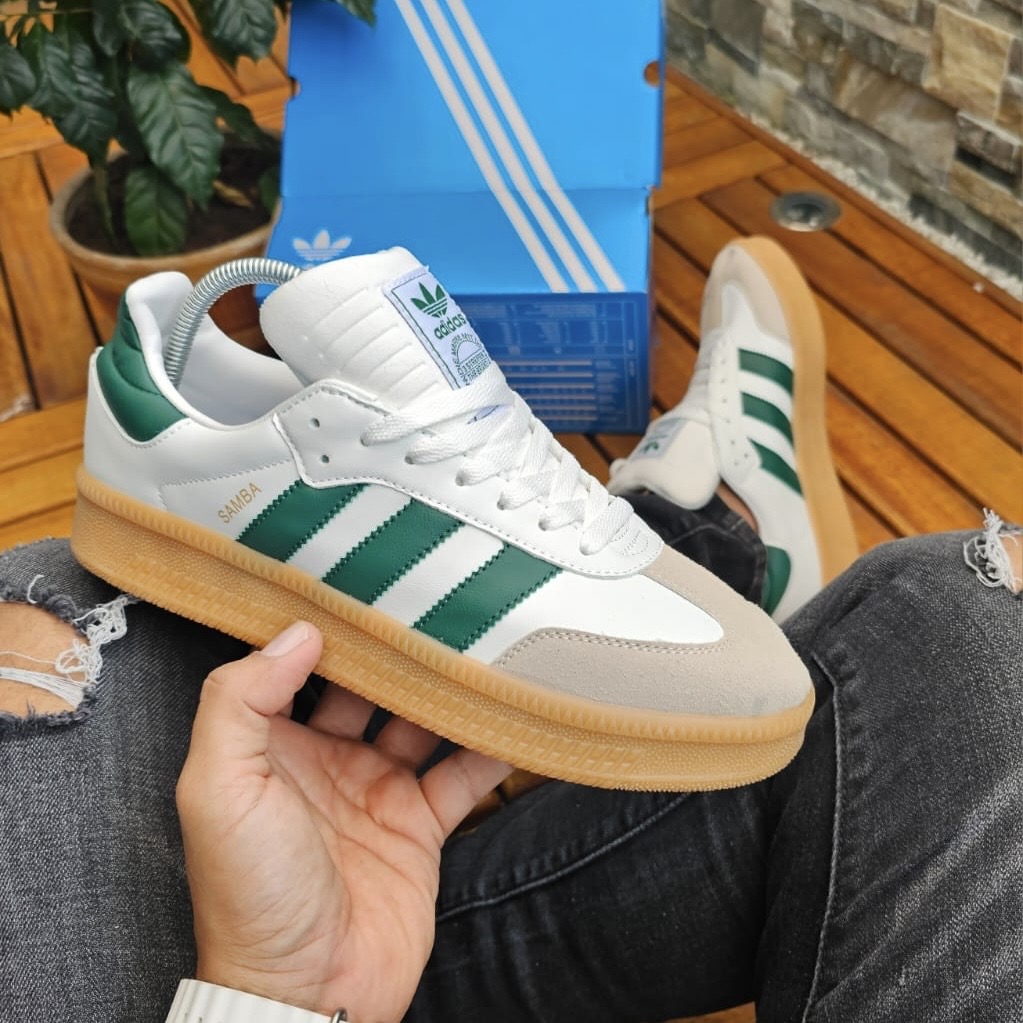 ADIDAS SAMBA PLATAFORMA BLANCA VERDE Templo Sneakers