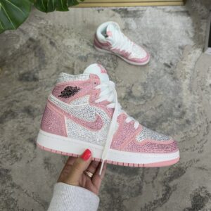 JORDAN RETRO 1 BOTA BRILLOS ROSA BLANCA DAMA JORDAN RETRO 1 BOTA BRILLOS ROSA BLANCA